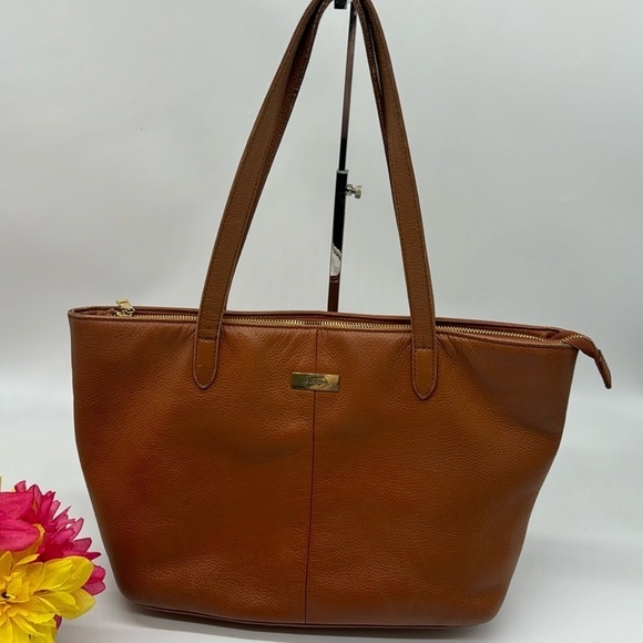 Onna Ehrlich Carmel Color Brown Leather Tote Bag MCB5108Q - Picture 1 of 15